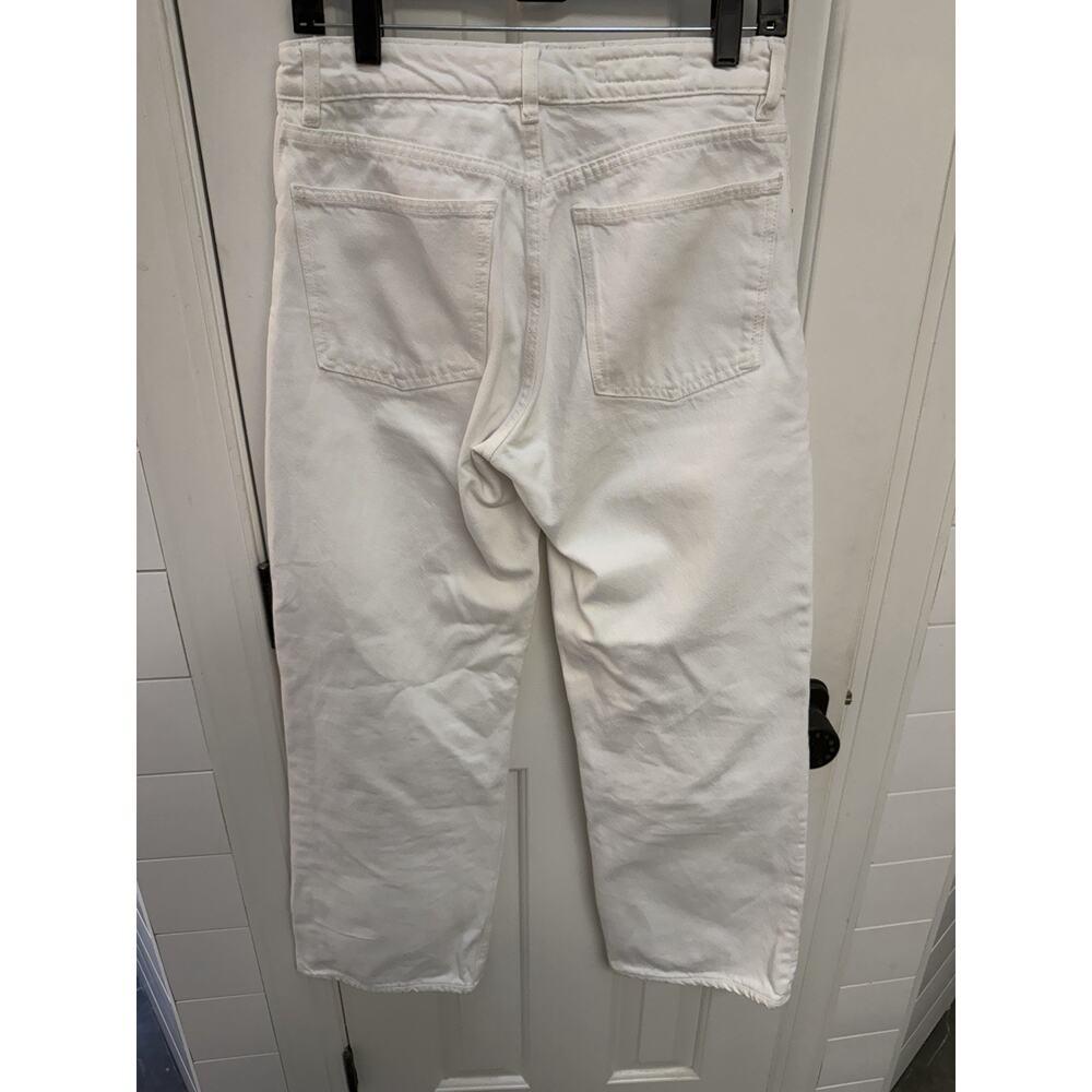 Zara Jeans Womens White High Rise Straight Leg Cropped Relaxed Fit Denim - Picture 5 of 5